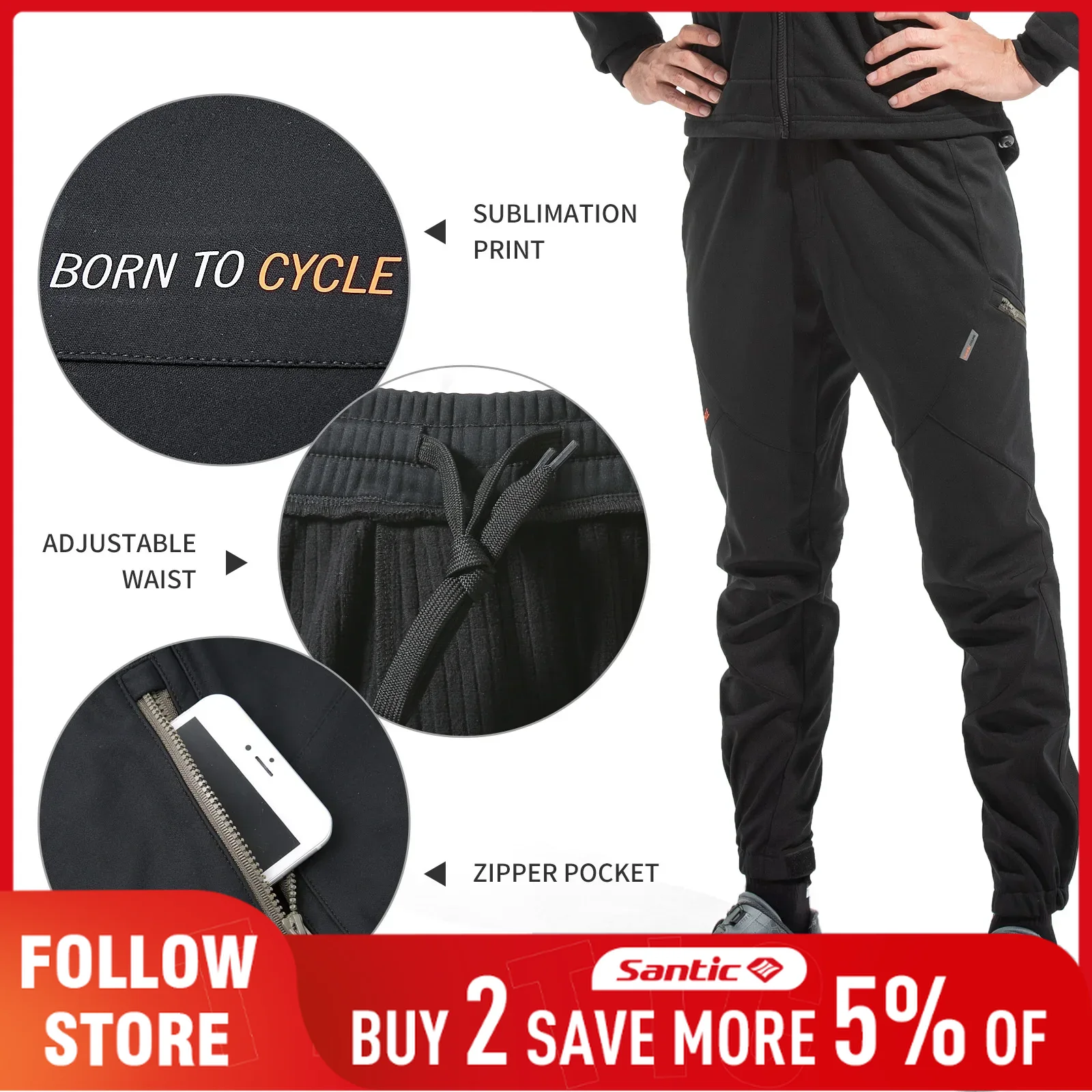 Cycling Commute Pants - Santic pantalones de ciclismo informales para